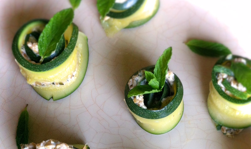 Roulades de courgettes farcies - Une entrée savoureuse et délicatement parfumée par la menthe.