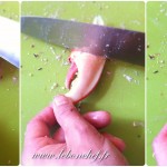 Salade de homard rôti, vieilles tomates et mozzarella - Pour sortir le reste de la pince, taper à l'aide d'un couteau sur ses 4 faces.
